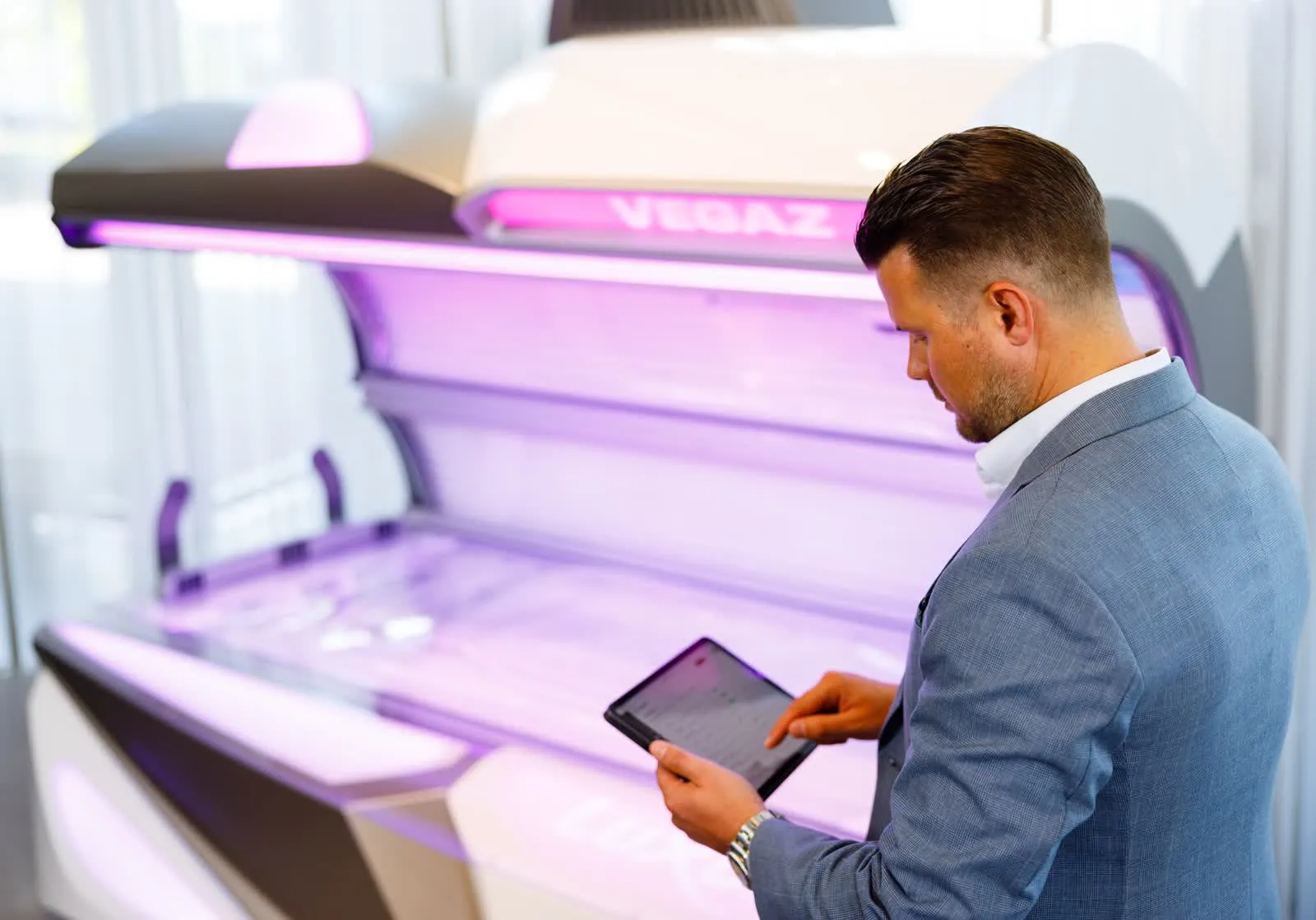 The Luxura Vegaz 9200 glowing in a studio